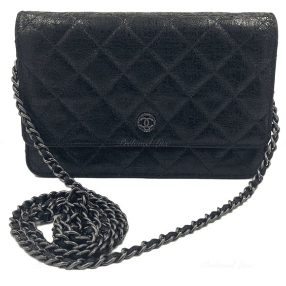 Chanel CC Wallet-on-the-chain WOC Metallic Sparkle Coated Tweed Bag Crossbody - Picture 3 of 15